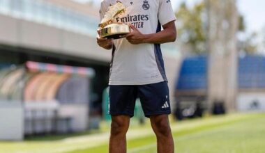 Mbappe with UCL Golden Boot Award