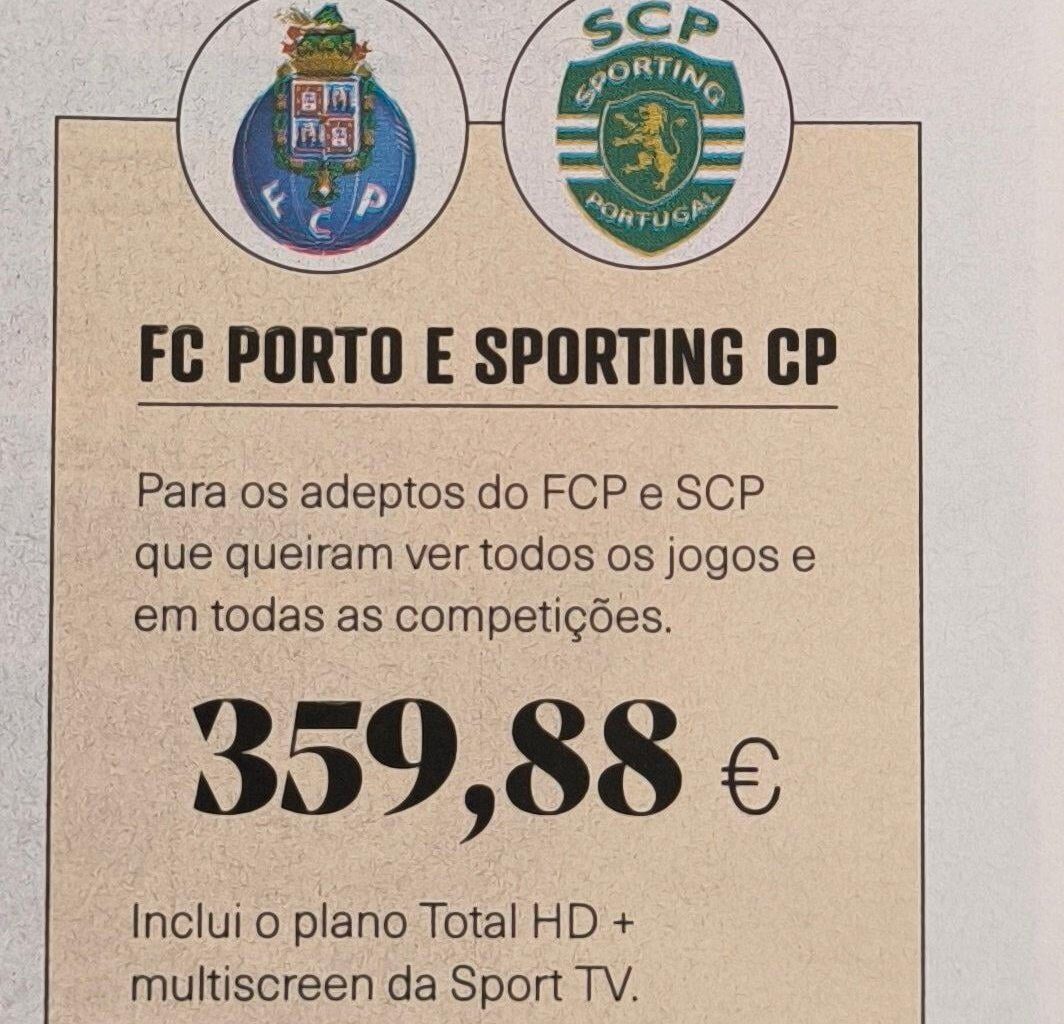 Custos totais para ver (legalmente) os jogos dos 3 grandes