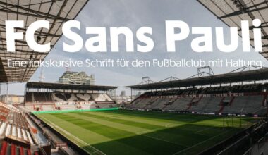 FC St. Pauli führt eigene Schrift mit Haltung ein: "Die FC Sans Pauli zeichnet sich durch ihre charakteristische Linksneigung aus, ein visuelles Symbol für den Anspruch des Vereins. Sie ist nicht nur eine Schrift, sondern ein Statement, eine Haltung."