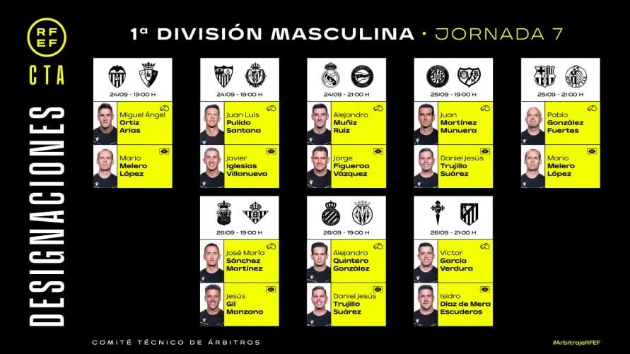 Official: Our referees for tomorrow's match against Alaves, on-field referee Alejandro Muniz Ruiz and VAR referee Jorge Figueeroa Vazquez