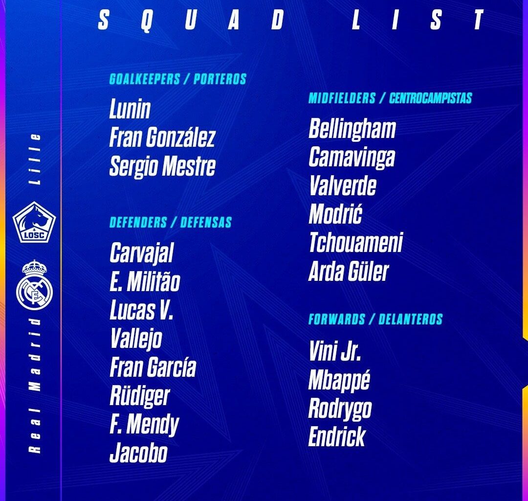 Squad list vs Lille