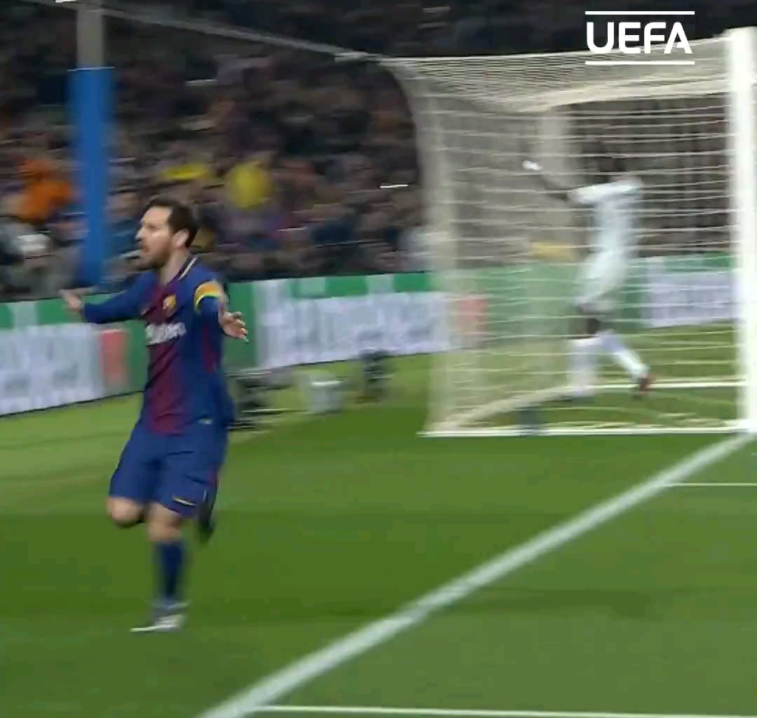This Goal by Lionel Messi vs Chelsea was his 100th UCL Goal for Barcelona.