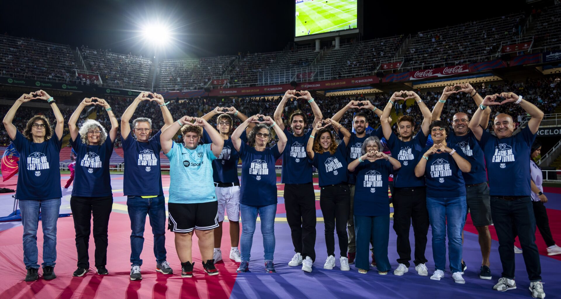 Barça Anthem subtitled and performed in sign language before Barça v Getafe match as part of International Week of Deaf People