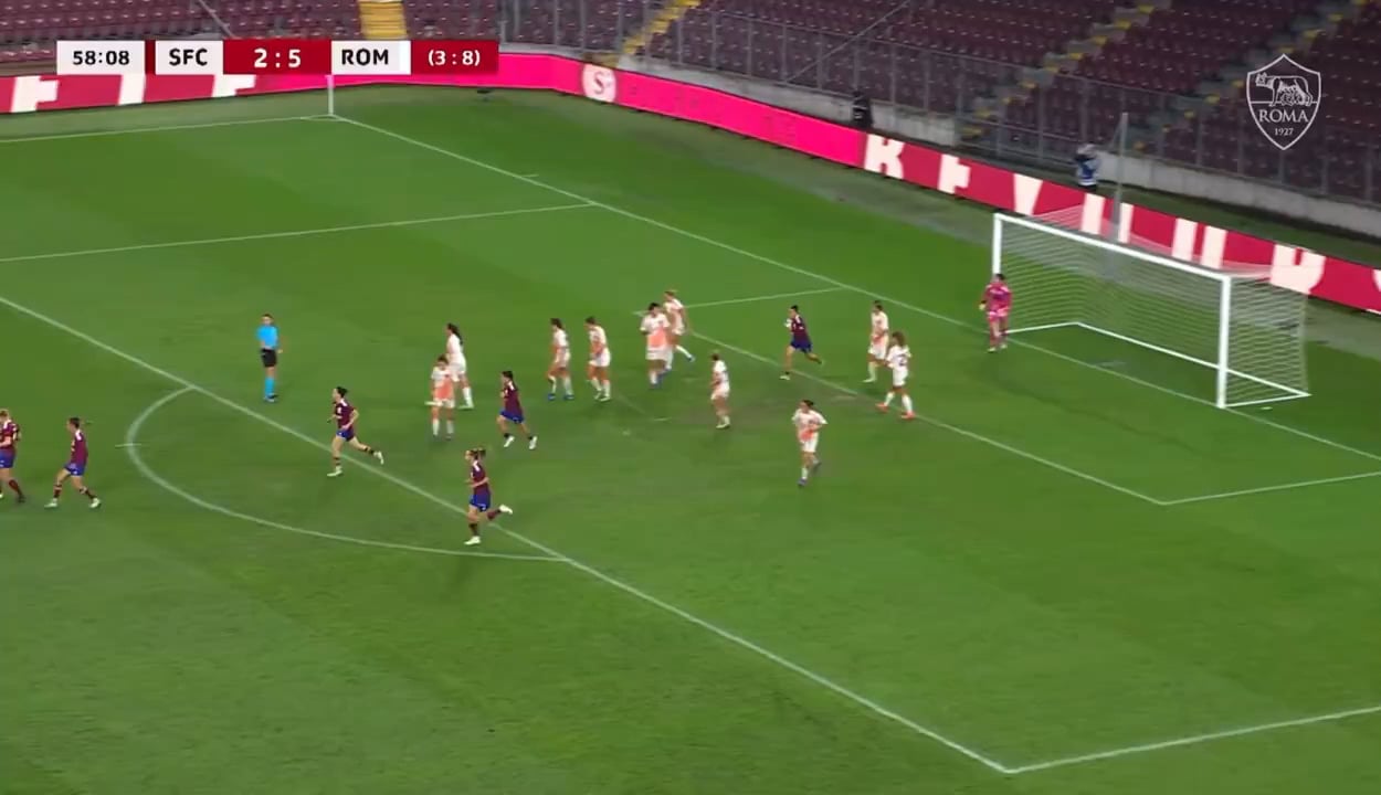 Golo de livre de Joana Marchão (Servette) vs Roma