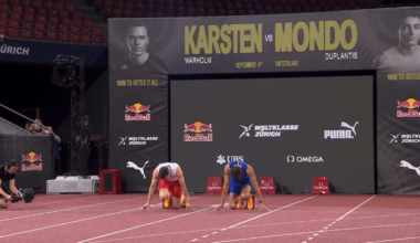 Pole vaulter Mondo Duplantis defeats 400m hurdler Karsten Warholm in 100m race - in 10.37