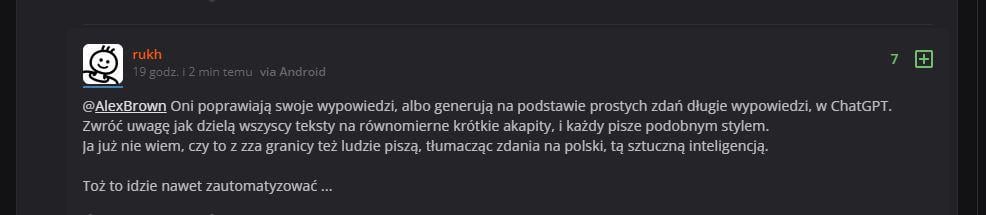 Według wykopków pisanie na r/Polska w sposób czytelny i używanie zdań złożonych = bycie botem