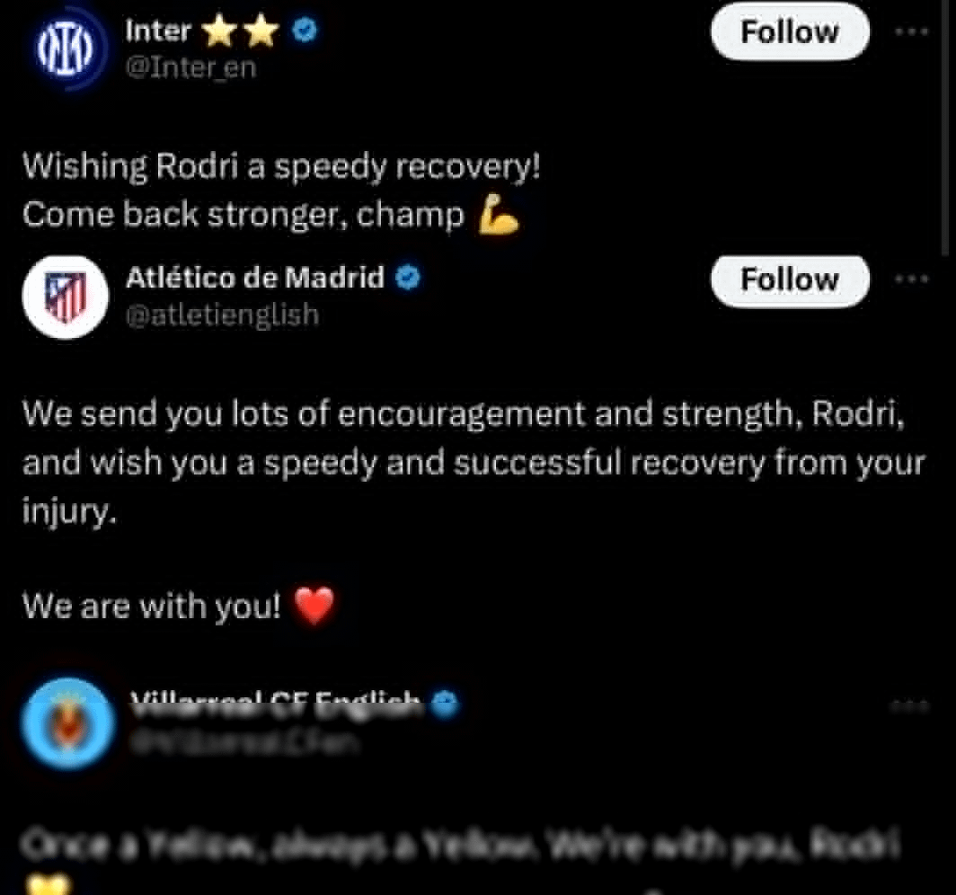 Three big clubs acting classy. Every Manchester City fan respects you and is sending you all love too. 🩵