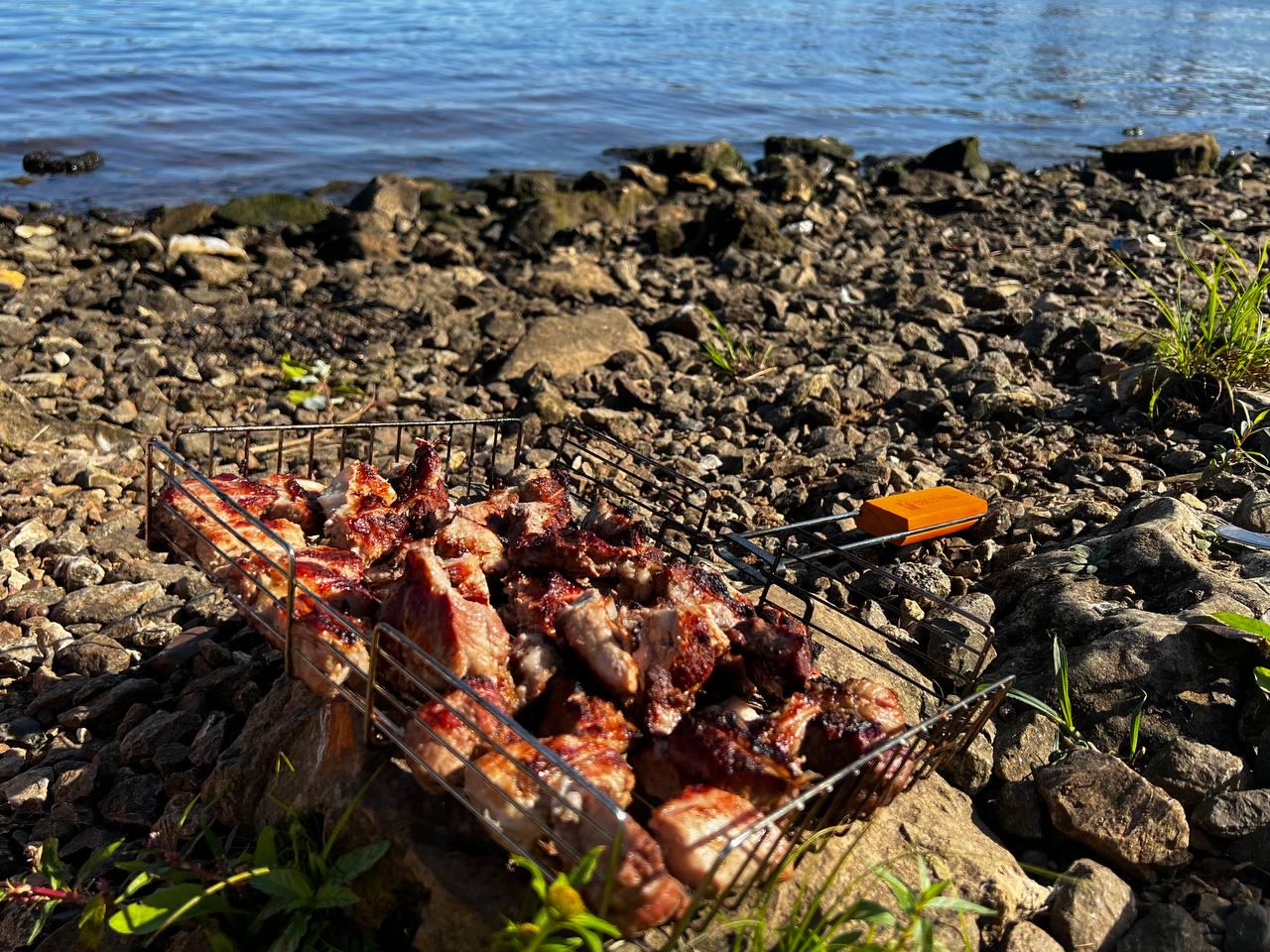 Shashliks by the river near the house