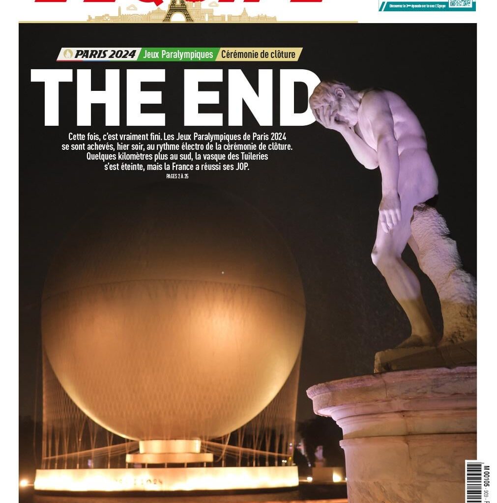 Frontpage from l'Equipe, french sports newspaper today (09/09/2024)