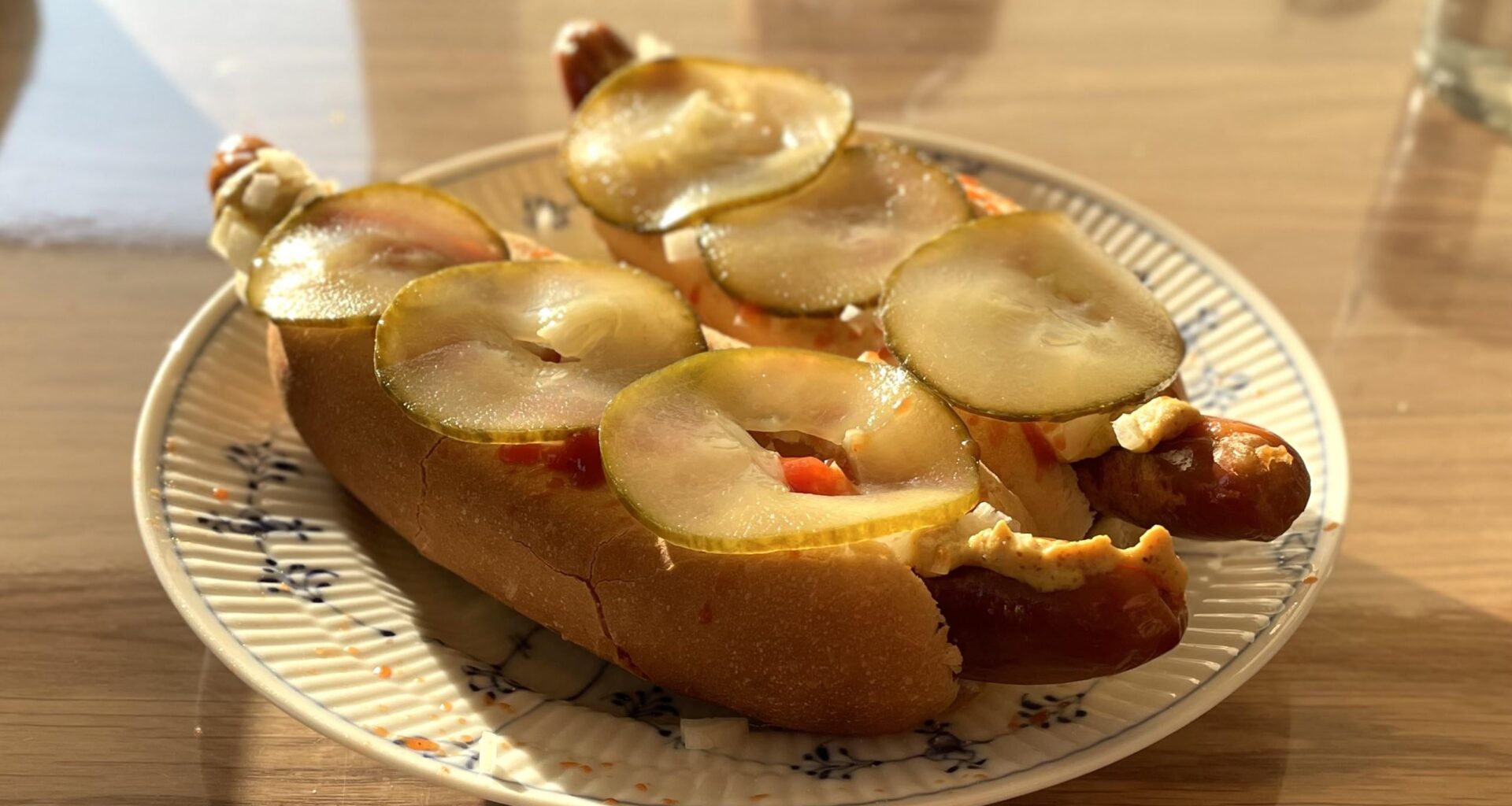 Two hot dogs