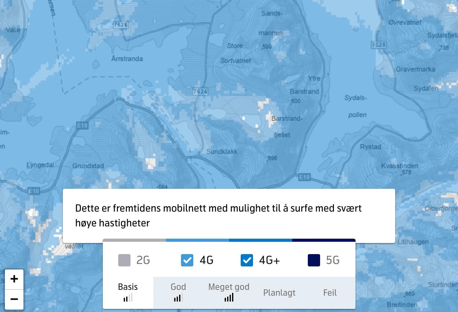 4G services across Lofoten according to Telemor. How well would you rely on this data? Would you rely on this if your navigation depended on it?