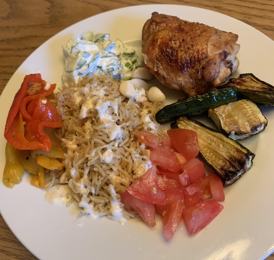 one pot “halal-cart” chicken & rice with veg