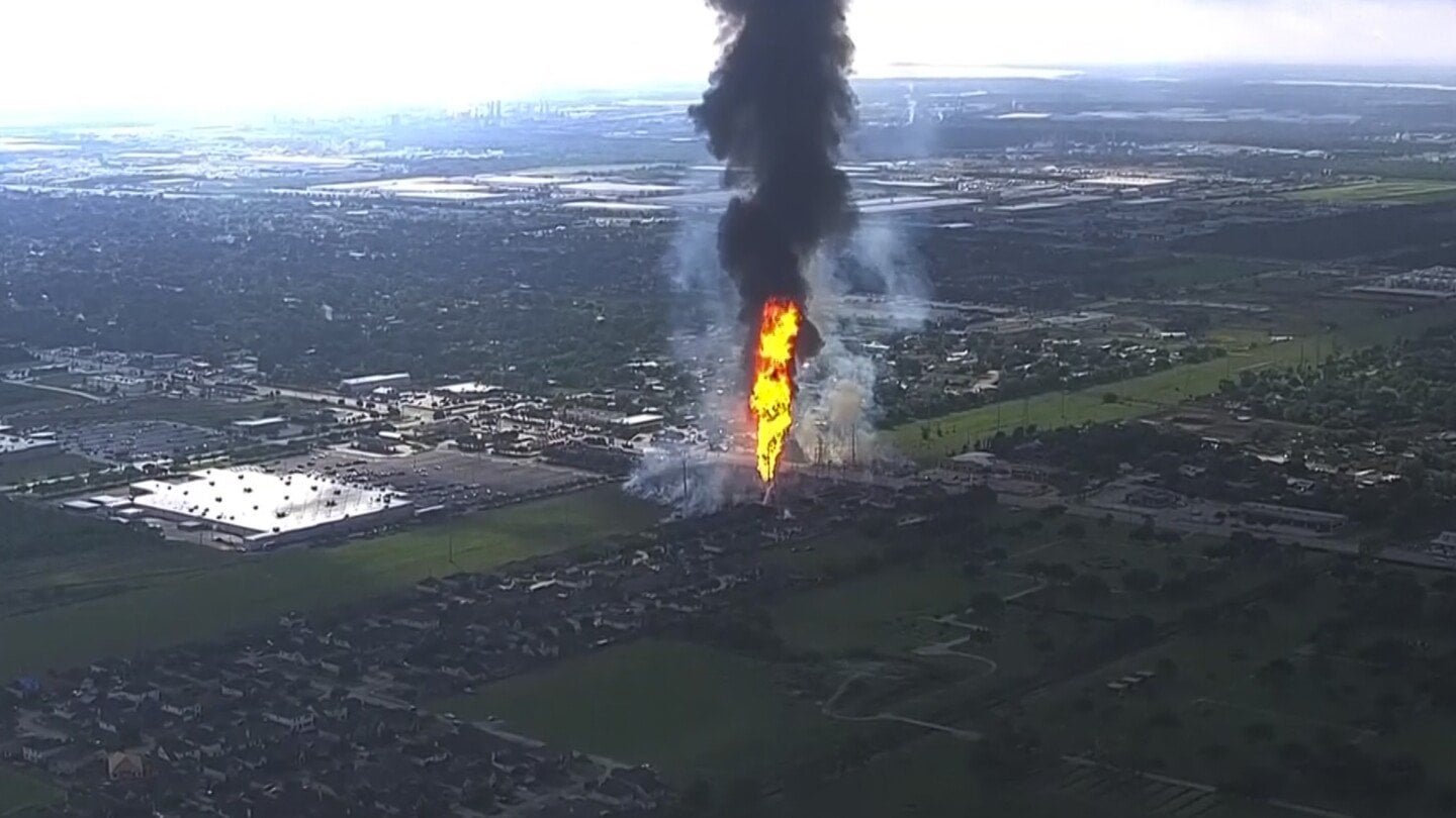 Massive pipeline fire burning near Houston began after a vehicle struck a valve.