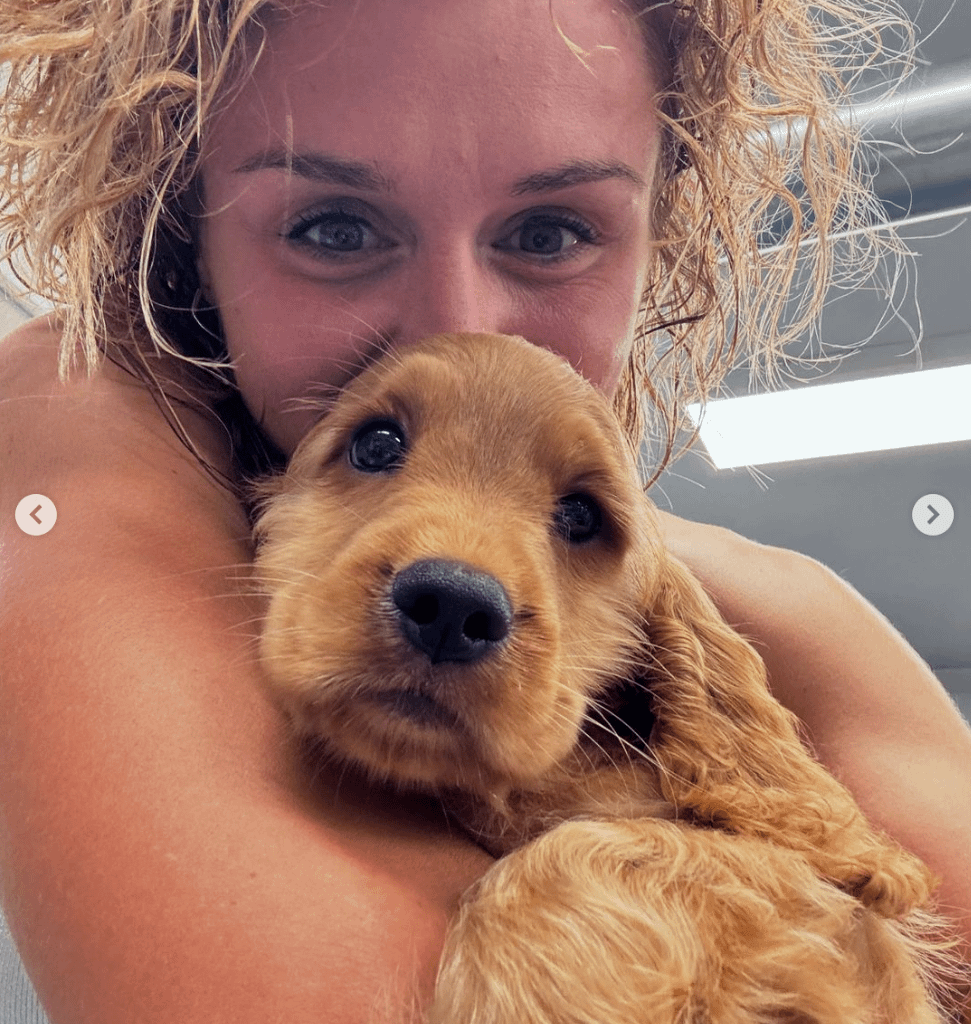 Our striker Cristiana Girelli with a puppy. PS She scored in our win yesterday, too!
