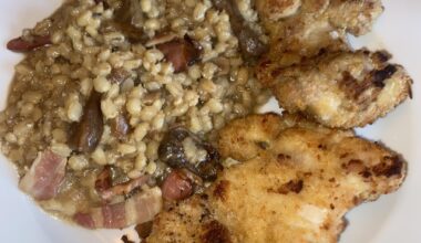 chicken cutlets with porcini mushroom pearl barley
