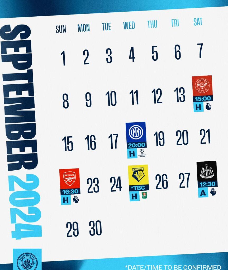 City fixtures coming up this month after the international break