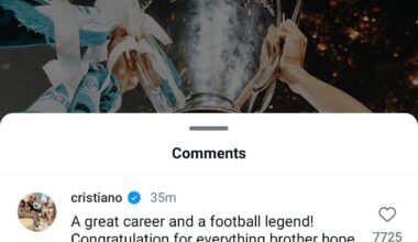 Cristiano Ronaldo's Message following Raphael Varane's retirement from football.
