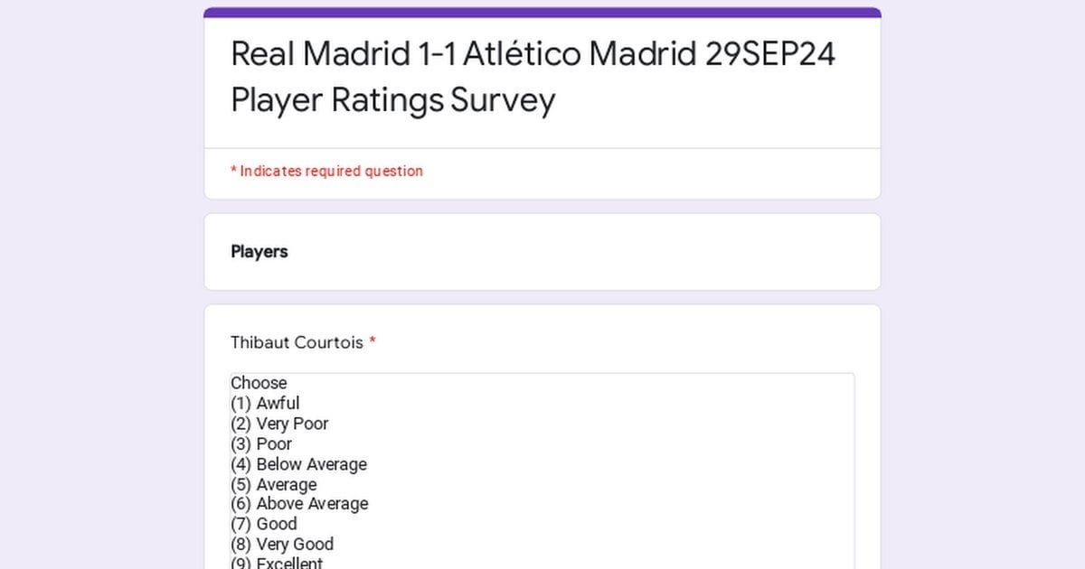 [Post Match Survey] Real Madrid 1-1 Atlético Madrid