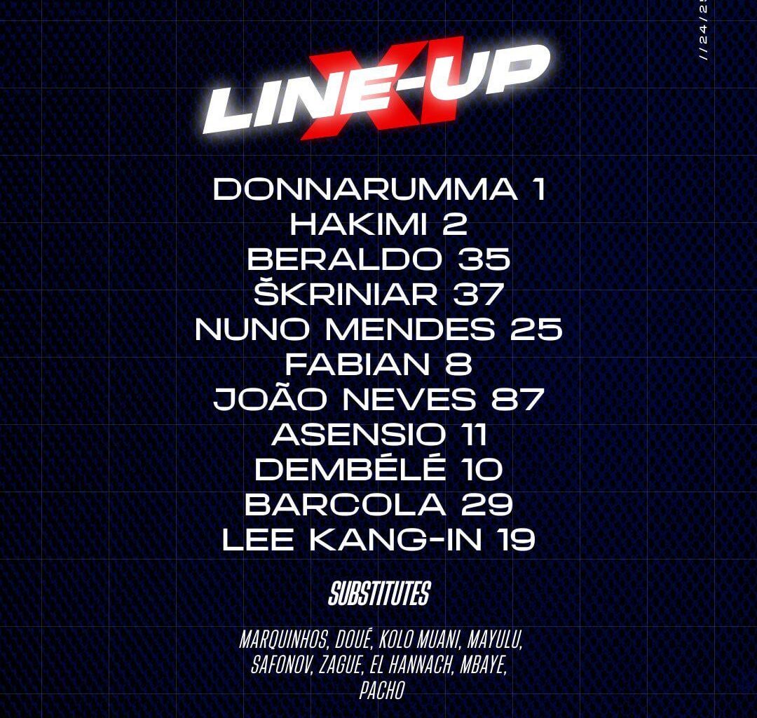 #PSGSB29 - Starting XI