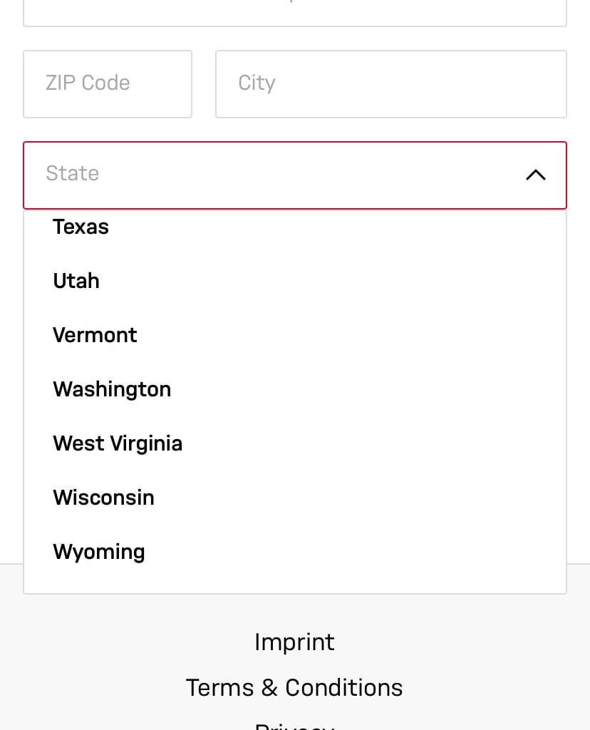 The Bayern team shop refuses to recognize the state of Virginia