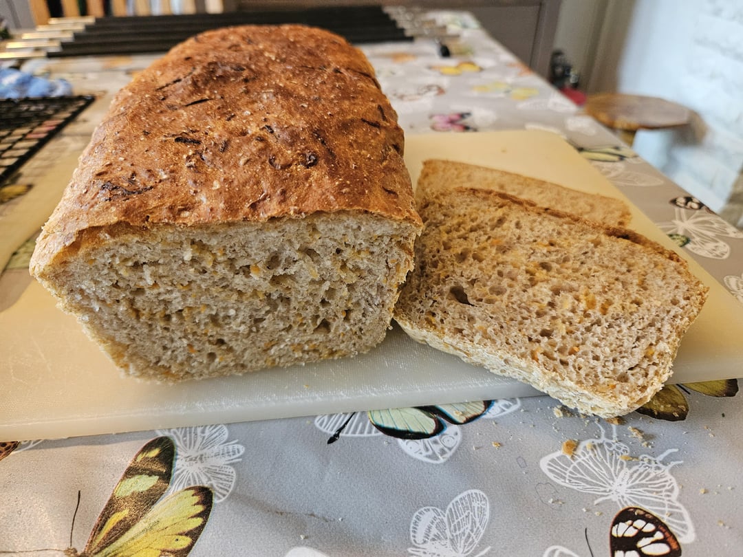 Carrot bread, using carrots from the garden. Ate it with homemade blackberry jam...