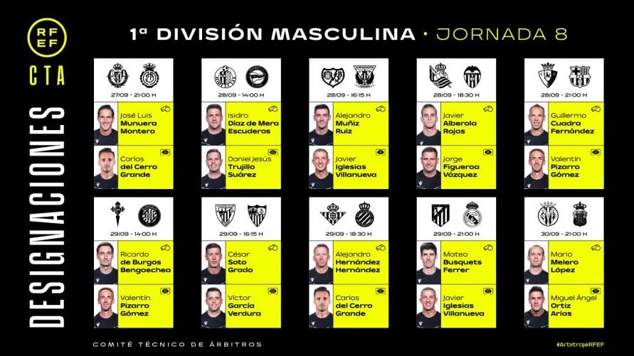 Official: Mateo Busquets Ferrer appointed as on-field referee and Javier Iglesias Villanueva as VAR referee for our upcoming match against Atletico Madrid