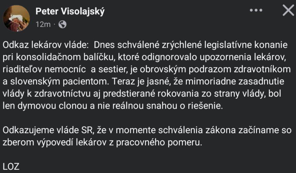 Odkaz lekárov vláde...