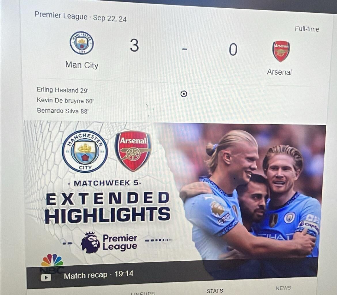 LEAKED SCORE FOR CITY VS ARSENAL!! SEP 22 2024!! 3-0!!!