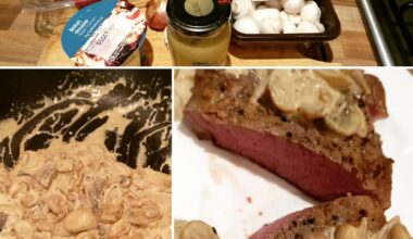 sous vide steak with mushroom sauce