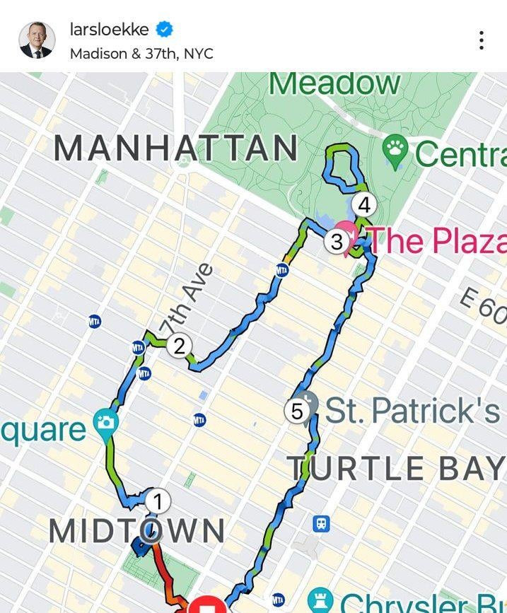 Er der en eller anden dybere symbolik gemt i Lars Løkkes rute rundt i New York her?
