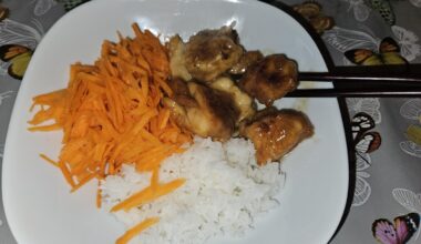 Chinese lemon chicken. Kids' second favourite meal (sushi is first)