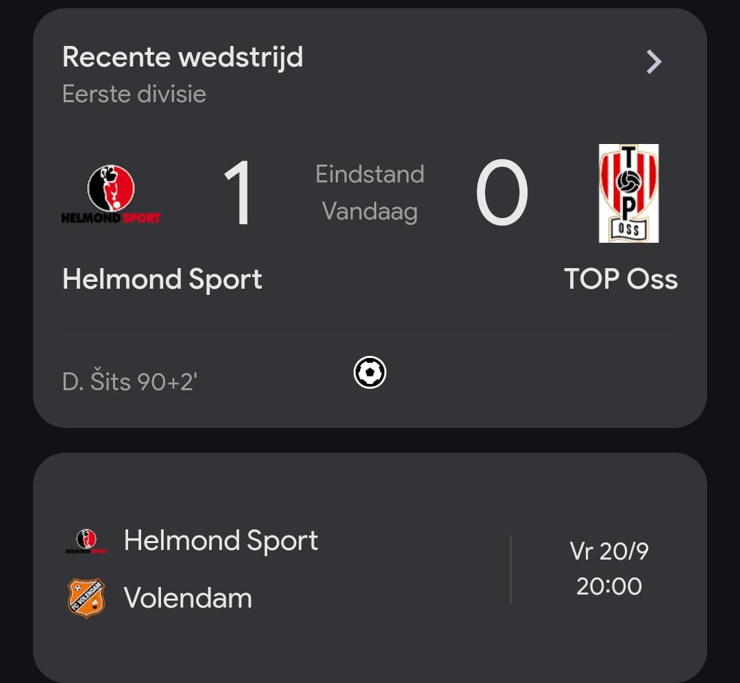Helmond Sport wint op de valreep van TOP Oss en blijft koploper