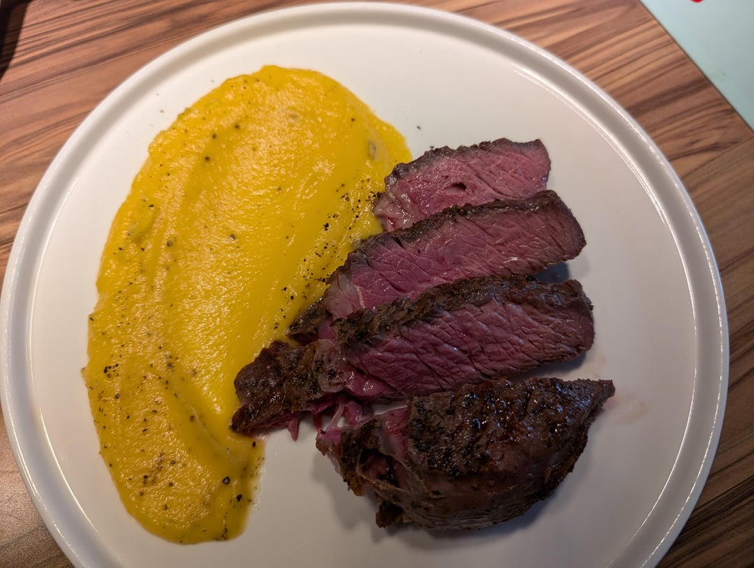 Côte de boeuf et purée de butternut
