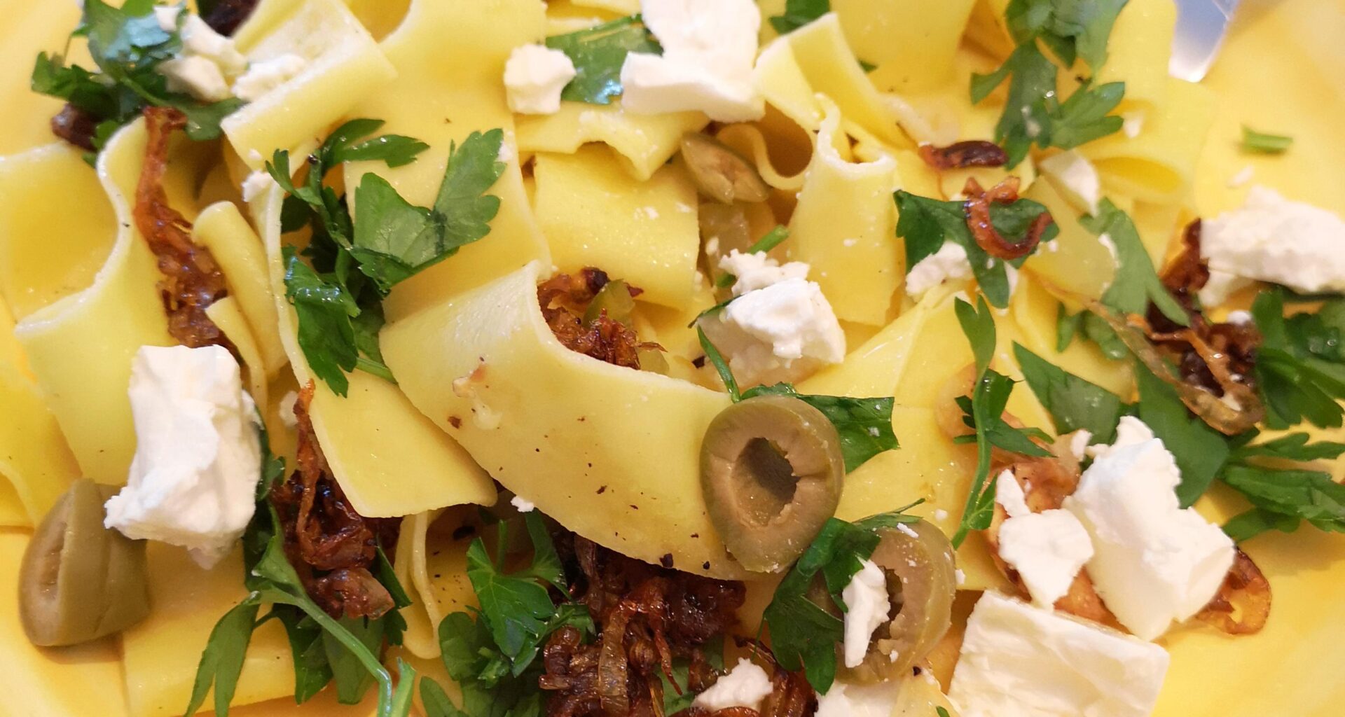 Tagliatelle with Ricotta and Crispy Chipotle Shallots from Ottolenghi Flavour cookbook