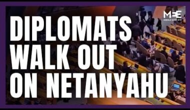 ONU : Une grande partie de diplomates quittent la salle avant la venue, et à l'annonce de son nom, pour protester contre le discours de M. Netanyahou à l'Assemblée générale des Nations unies