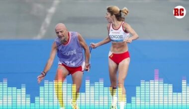 Spanish paralympian Elena Congost disqualified for letting go of her guide's rope two meters from the finish line in order to help him