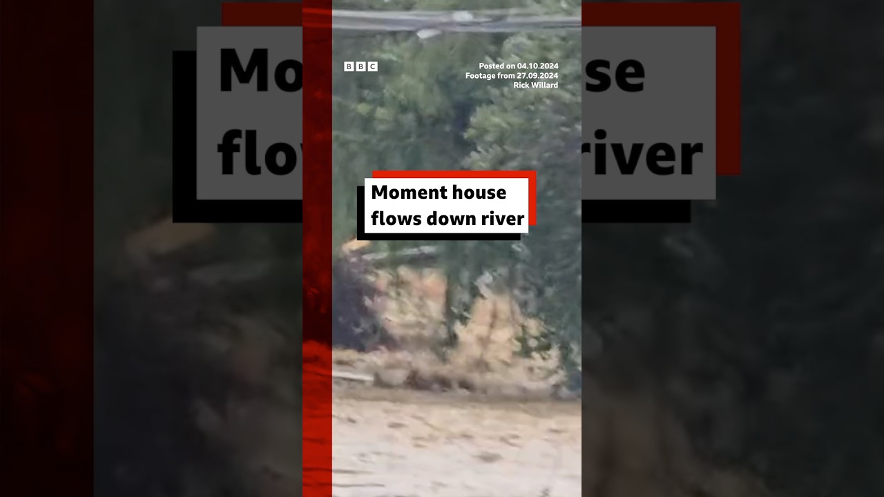House carried down river in North Carolina after Hurricane Helene. #NorthCarolina #HurricaneHelene