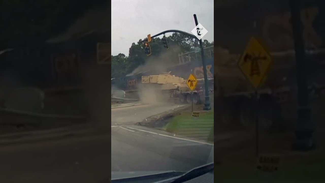 Train smashes through US military vehicle in South Carolina