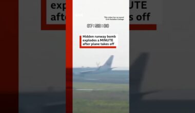 Hidden runway bomb explodes just after plane takes off. #MiyazakiAirport #Japan #BBCNews