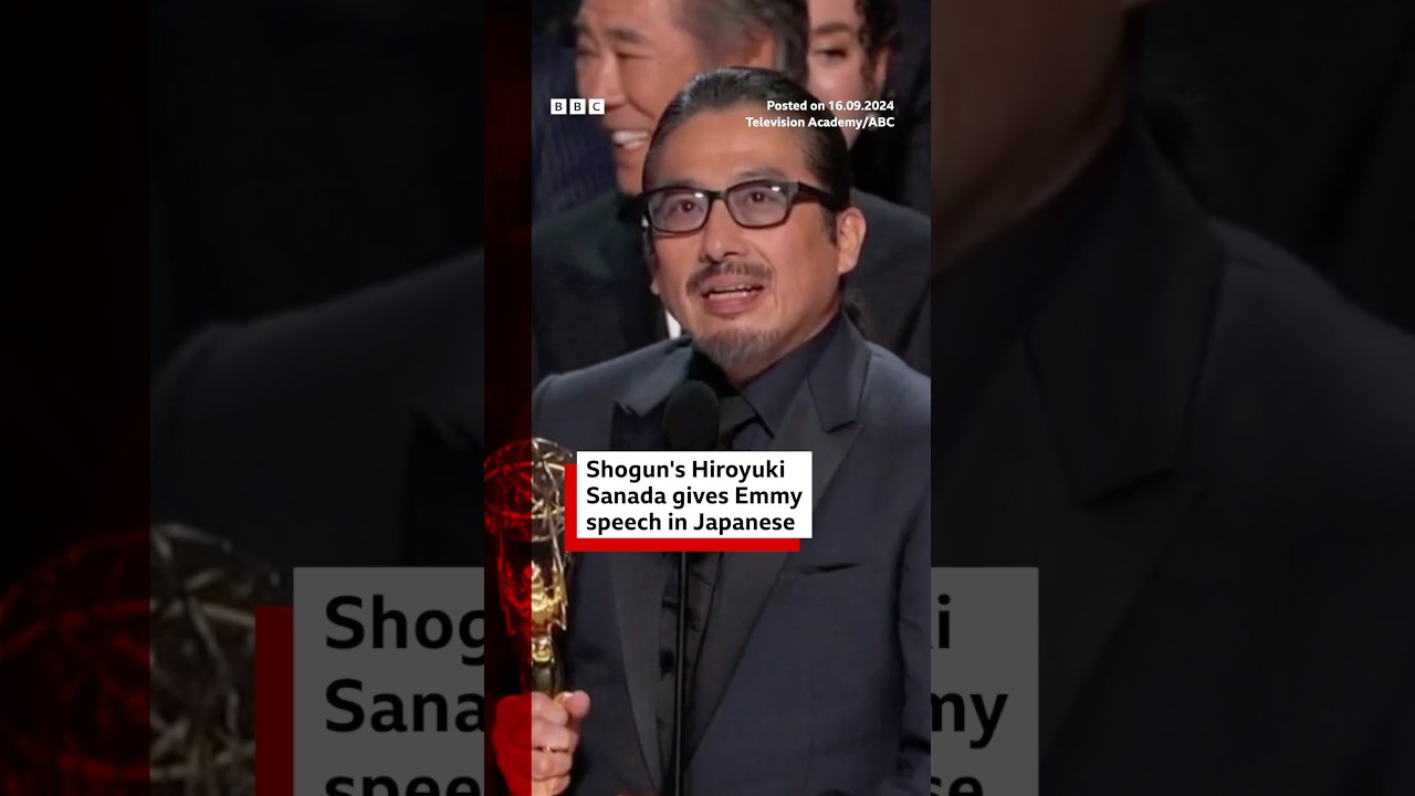 Shogun’s Hiroyuki Sanada delivers Emmy acceptance speech in Japanese. #Shogun #Emmys #BBCNews