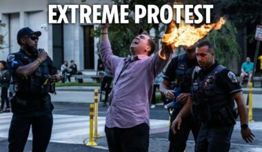 Moment pro-Palestine protester sets himself on FIRE outside the White House