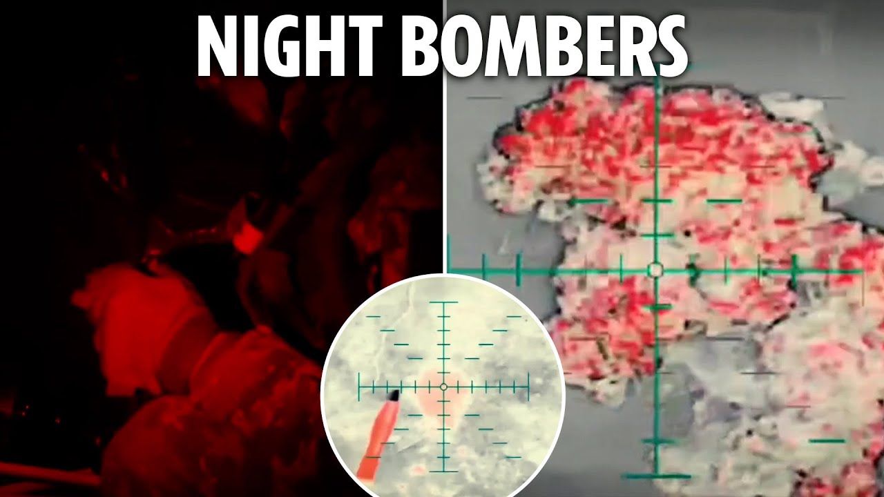 Ukrainian drones drop bomb after bomb as they blast Russian troops in the dead of night