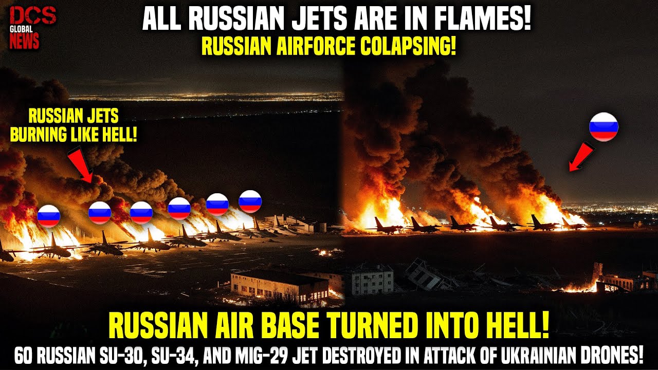60 Russian Jets Burned Like Hell! Another Russian Air Base Caught Off Guard by Ukrainian Drone Bombs