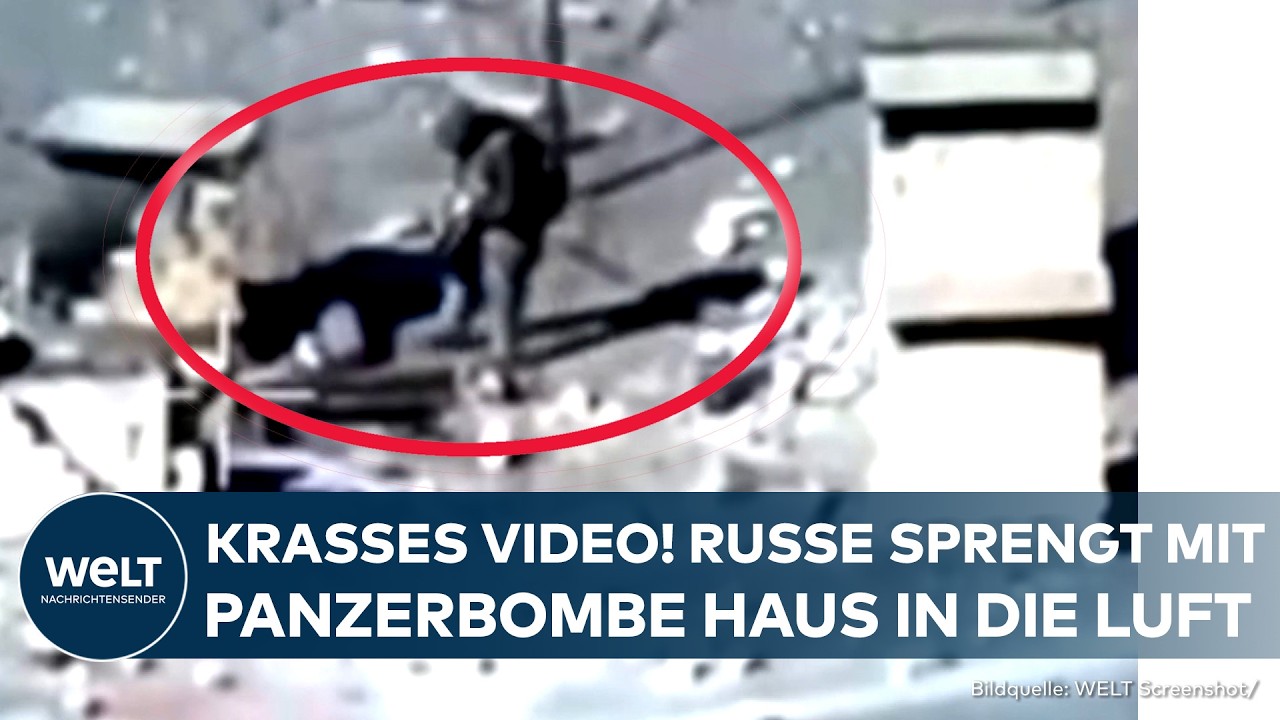 UKRAINE-KRIEG: Krasses Video von der Front in Torezk! Russe sprengt Haus mit Panzermine in die Luft