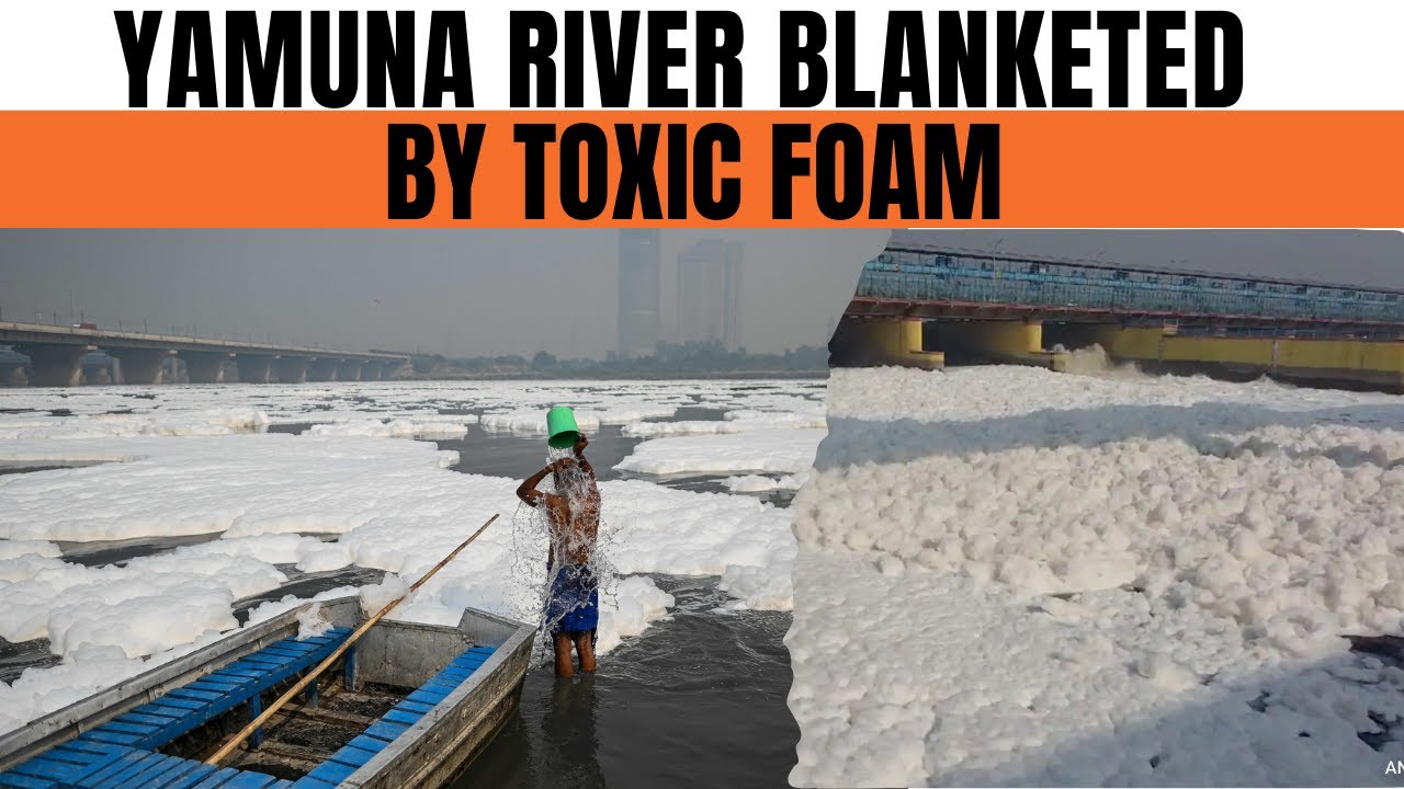 LIVE : Delhi Pollution | Toxic Foam in Delhi's Yamuna River |  Drone Footage | Yamuna River | News9