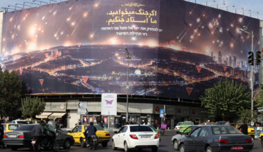 Iran, billboard, after, Israeli, attack