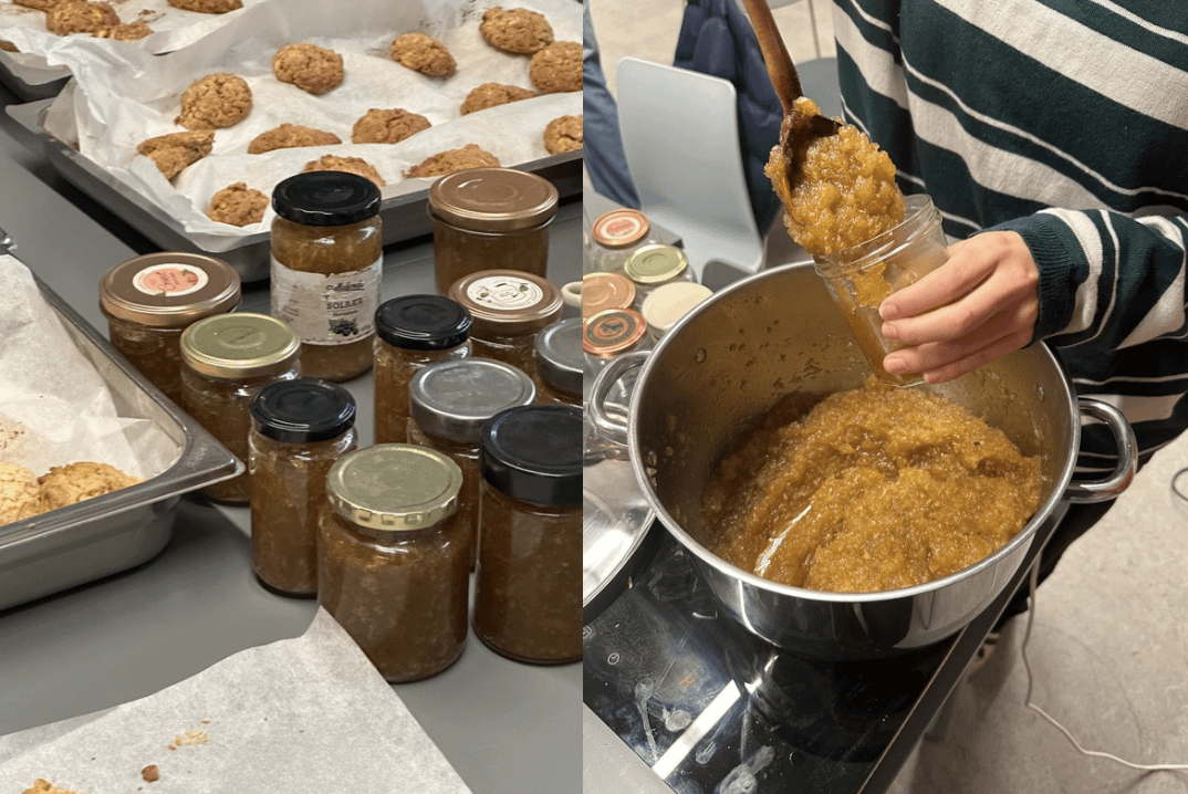 Apple jam & apple cookies made at school to sell to raise money for Red Cross and help raise awareness of self-reliance and food waste!