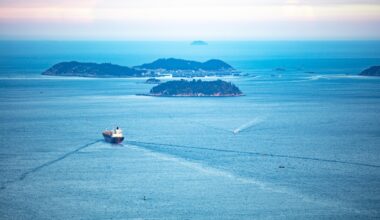 A view of the Taiwan Straits is seen from Xiamen port, in East China