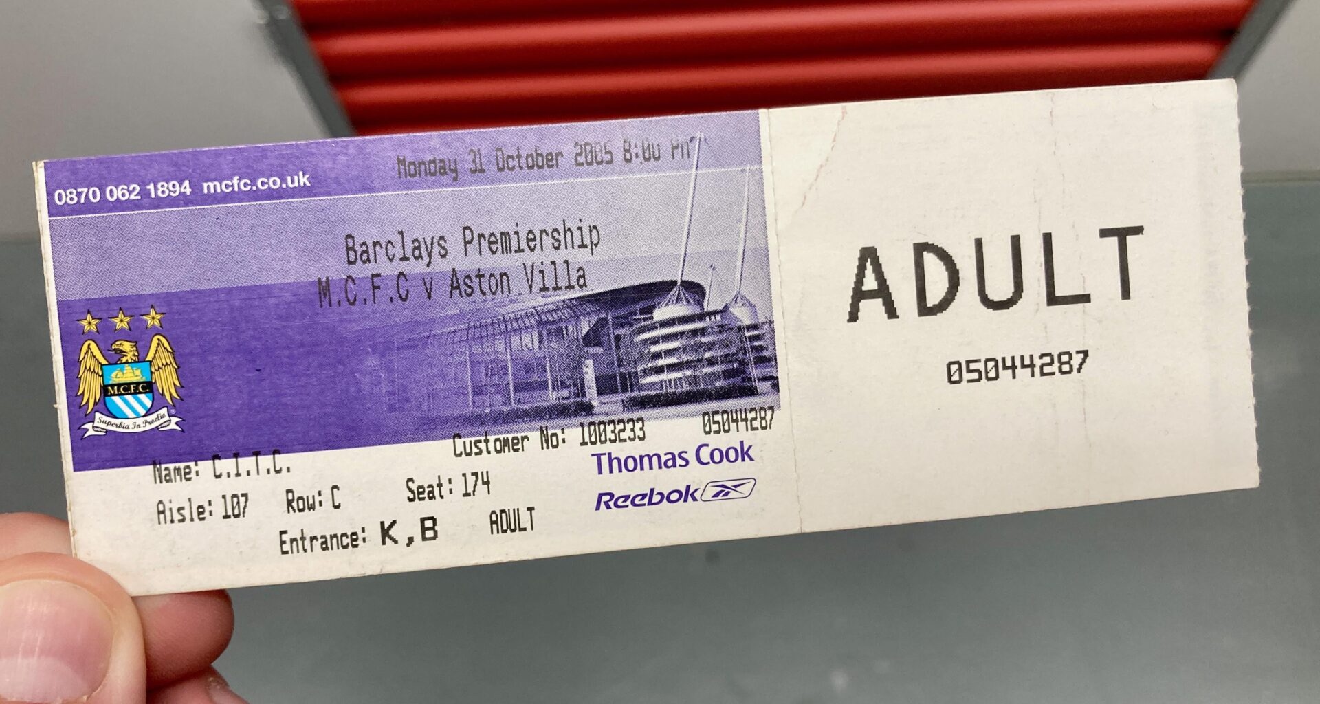Ticket stub from my first City match