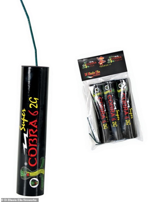 A Cobra 6 firecracker (pictured above) was thrown onto the pitch by a supporter at the end of the game